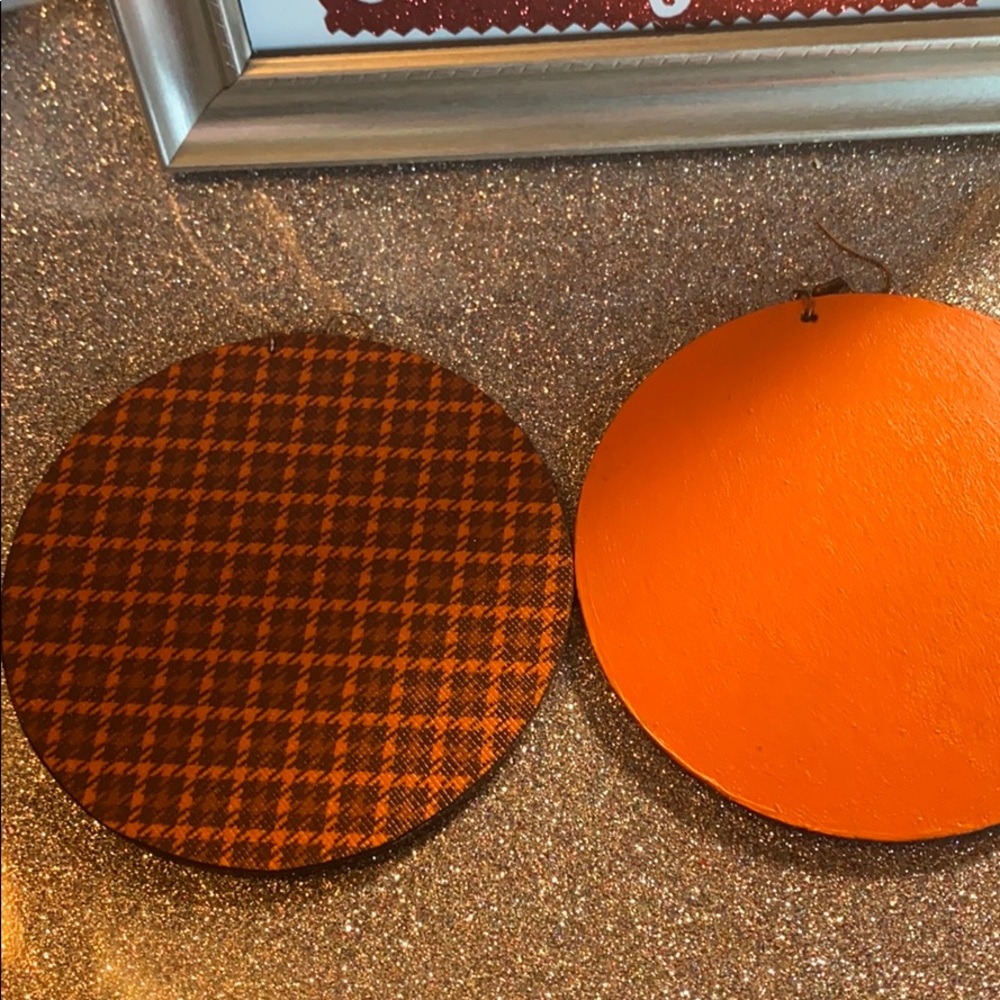 Plaid orange and brown homemade earrings